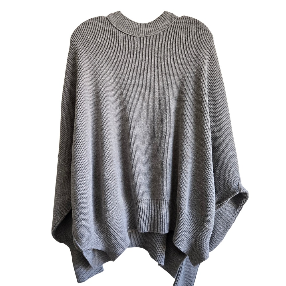 Free People S/P Ottoman Slouchy Tunic Womens Grey Excellent Ribbed Mock Neck‎